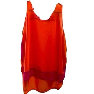 Sherbet color Large Women's blocked sheer cute tank top $34